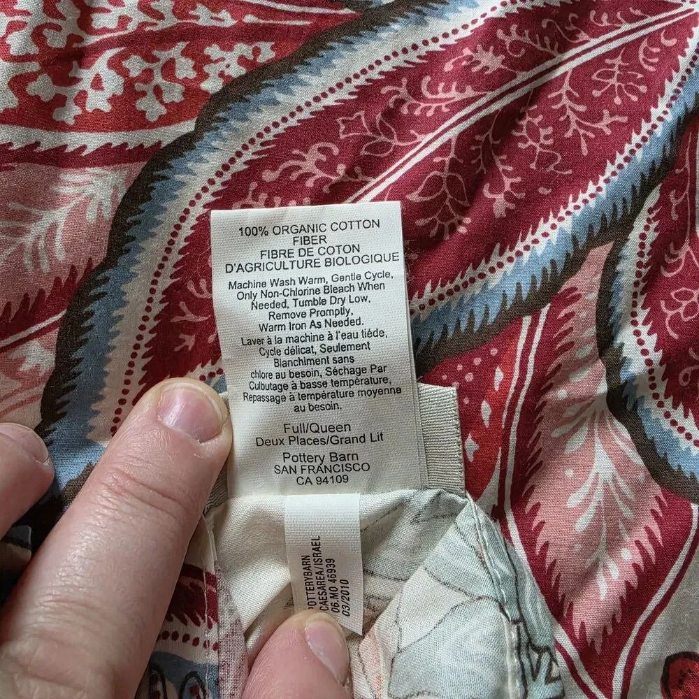 Pottery Barn Deidre Palampore Duvet Cover Red Queen 2 Standard Sham Floral Rare